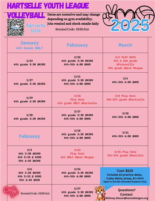 Youth Volleyball Dates